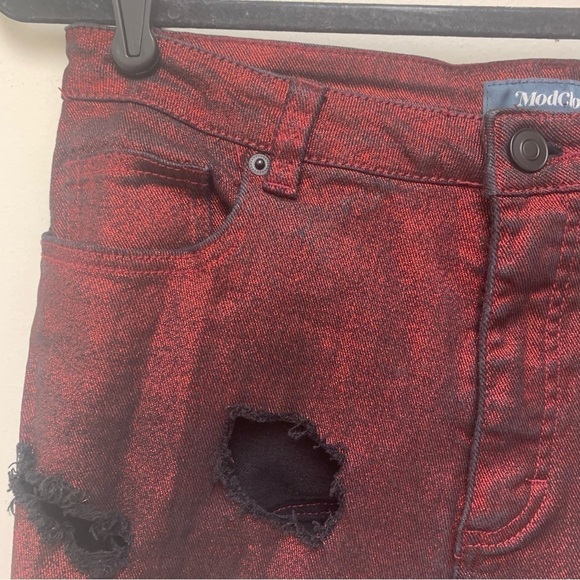 ModCloth Distressed Red Metallic Pants - Picture 3 of 12
